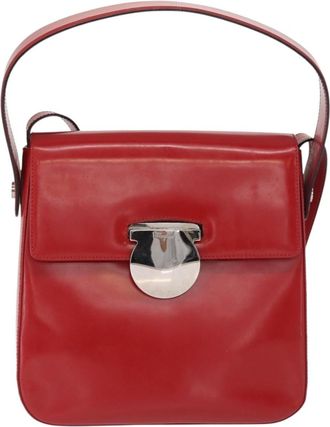 Ferragamo Vala Handbag Leather Red Leather Handbag (Pre-Owned)
