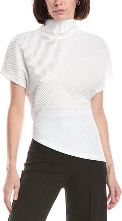 Kenneth Cole Asymmetrical Mock Neck Plisse T-Shirt