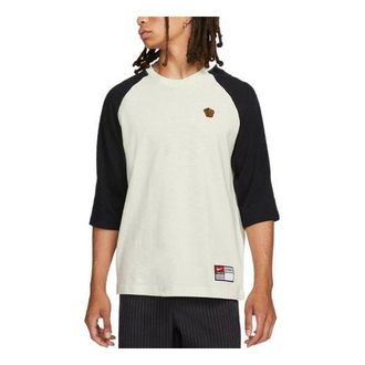Nike Colorblock Round Neck Three-Quarter Long-Sleeve Coconut Milk T-Shirt DV1726-113