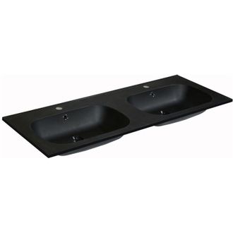 Vente-Unique Lavabo da incasso L120 x l46 cm in Resina effetto pietra Nero - ATIWA