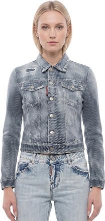 Dsquared2 Sky Blue Embellished Shirt Collar Jacket