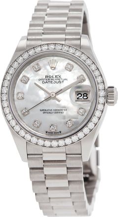 Rolex Lady-Datejust Automatic 18kt White Gold Diamond White Mother of Pearl Dial Ladies Watch M279139RBR-0008