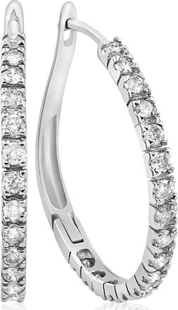 Pompeii3 1 Carat Diamond Hoops White Gold 3/4 Tall