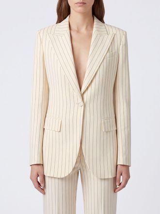Dondup Blazer corto gessato a monopetto con rever a lancia