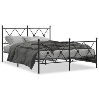 Berkfield Home Metal Bed Frame without Mattress with Footboard Black 140x200cm | Size: 140x200 cm