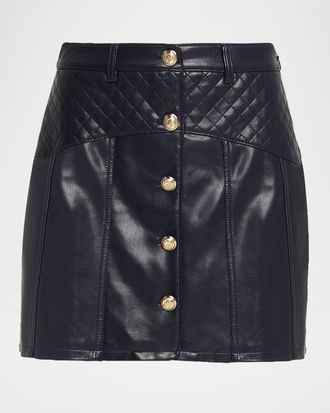 Cinq à Sept Claudia Quilted Vegan Leather Mini Skirt