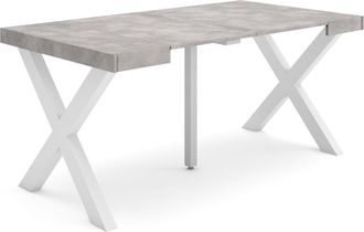Skraut Home Mesa Consola Extensible, Mesa Comedor Plegable, 160, Para 8 Comensales, Patas Madera Maciza, Estilo Moderno, Gris Cemento - Skraut Home