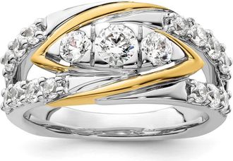 Diamond2Deal 14k Two-tone Lab Grown Diamond Wedding Band Ring 1.15Ct Clarity- VS Color- G-H
