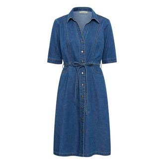 Cream Denim Crestelle Dress with Collar - female - Cream - Shirt Dresses - Blue - M - Dresses