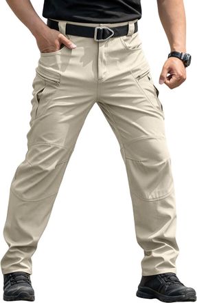 Generic Mens Multi-Pocket Water-Repellent Work Trousers Breathable Durable Tactical Pants with Adjustable Waist Stretch Fabric for Outdoor Hiking Camping Fish