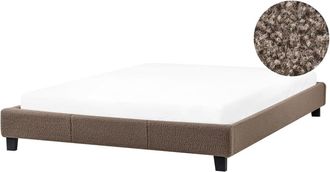 Beliani Cama matrimonial de tejido beige 160x200