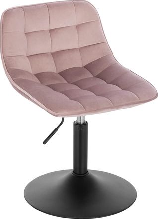 Woltu 1x Taburetes Con Respaldo Terciopelo Taburetes Cocina Regulable En Altura Taburete Giratorio Peluquer&iacute;a Sillas Bar Taburete De Escritorio Rosa 38-49.5