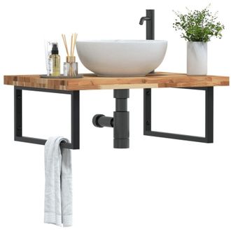 vidaXL Estante De Lavabo De Pared Acero Y Madera Maciza De Acacia Vidaxl