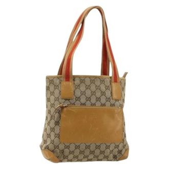 Gucci Pre-owned Tote Bags, female, Beige, Size: ONE SIZE Pre-owned Vintage GG Canvas Tote Bag