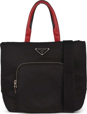 Prada 2010s shopper met logoplakkaat - Zwart