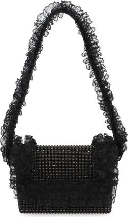 Self Portrait Tassen, Dames, Zwart, ONE Size, Leer, Schoudertas met Strass-steentjes