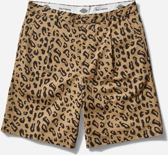 Wacko Maria Men s Dickies Leopard Pleated Short Trousers (Type-2) Beige
