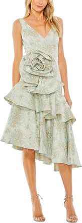 Mac Duggal Rose Detail Asymmetrical Brocade Dress
