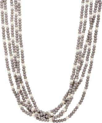 Saachi Crosby Crystal & Pearl Multistrand Necklace in Grey at Nordstrom Rack