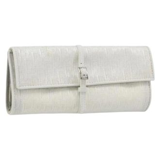 Dior Pre-owned Trotter Canvas Pouch - Dames - Pre-owned - Wit - Maat: ONE Size Leer