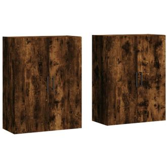 vidaXL Armarios De Pared 2 Unidades Roble Ahumado 69,5x34x90 Cm Vidaxl