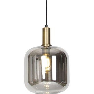 QAZQA Qazqa - Smart Pendant Lamp Black with Gold and Smoke Glass Incl. Wifi A60 - Zuzanna