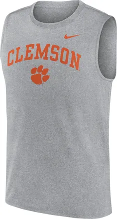Nike Clemson Primetime Arch Legend Nike Mens Dri-FIT College Muscle Tank Top in Grey | 01B306GCLN-G1M