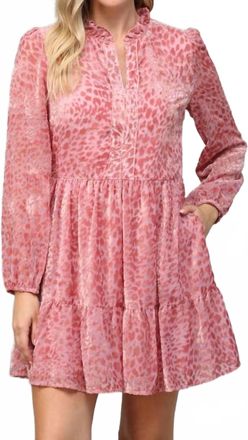 Fate Cleo Burnout Leopard Dress In Mauve