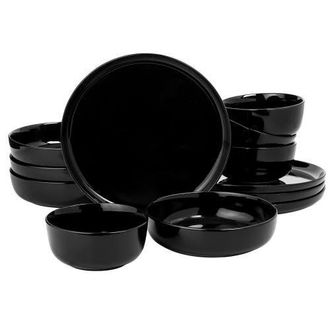 Gibson Home Oslo 12 Piece Porcelain Dinnerware Set in Black at Nordstrom