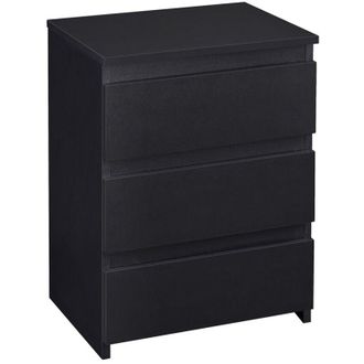 Yaheetech Comodino Cassettiera Camera da Letto con 3 Cassetti Mobiletto Moderno Tavolino Elegante in Legno mdf per Soggiorno/Cucina/Ufficio Nero - Yaheetech