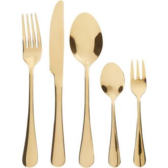Beliani Cuberter&iacute;a Moderna Conjunto 30 Cubiertos Para 6 Personas Cuchillo Tenedor Cuchara Cucharilla Tenedor Para Postre Acero Inoxidable Dorado Fusilli