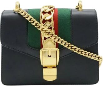 Gucci Pre-owned Vintage Cross Body Tas - Dames - Vintage Schoudertas - Zwart - ONE Size - Leer - Vintage