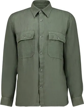 120% Lino Hombre, Camisas, Verde, Talla: L