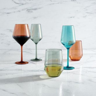 Frontgate Set of 6 Sole Acrylic Glassware Collection - Aqua Blue, Aqua Blue Sauvingnon Blanc Glass - Frontgate