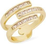 Nordstrom Rack Baguette Cubic Zirconia Bypass Ring in Clear- Gold at Nordstrom Rack, Size 7