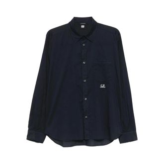 C.P. Company Light Mussola Shirt - Heren - Casual Overhemden - Blauw - XL - Katoen - Overhemden