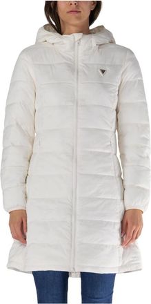 Guess Jassen, Dames, Wit, XL, Polyester, Lange Aleta Jas