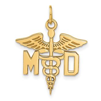 Diamond2Deal 14k Yellow Gold Large M. D. Caduceus Charm