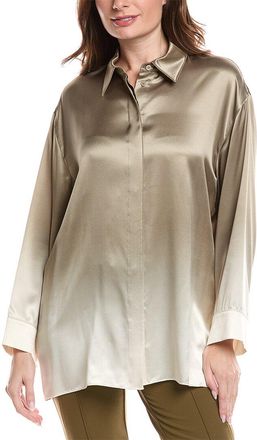 Lafayette 148 New York Ombre Boyfriend Oversized Silk Shirt