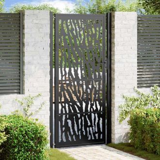 vidaXL Puerta De Jard&iacute;n Negra 105x205 Cm De Acero Con Dise&ntilde;o De Trazos Vidaxl