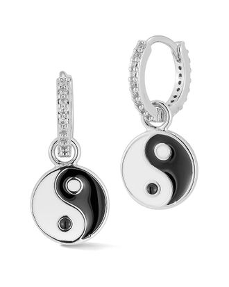 Sphera Milano Cz Yin & Yang Huggie Earrings