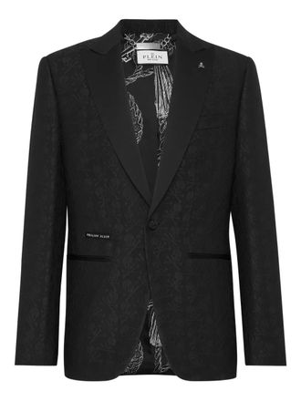 Philipp Plein Skull&Bones jacquard blazer - men - Polyester - 52 - Black