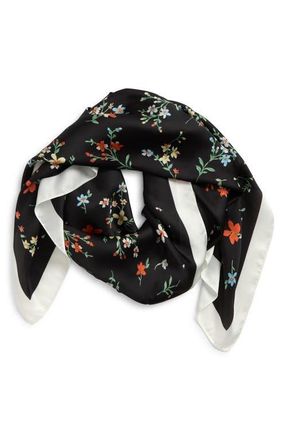 Tasha Ditsy Floral Print Scarf in Black-Multi at Nordstrom