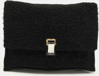 Proenza Schouler Lunch Black Faux Shearling Clutch