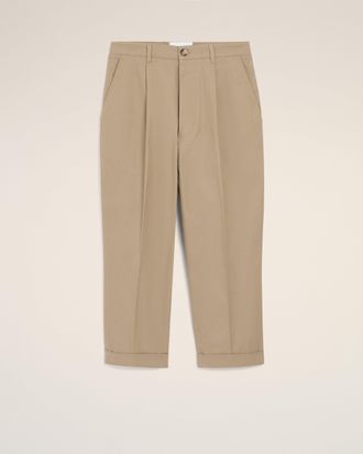 Ami Beige Cotton Carrot Oversized Trousers Beige - XXL - for Men