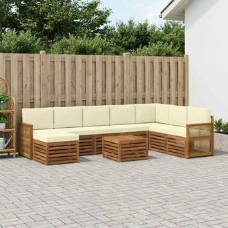 vidaXL Vidaxl Set Di Divani Da Esterno 9 Pz Naturale E Crema