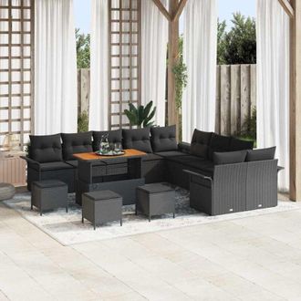 vidaXL Vidaxl - Conjunto De Sof&aacute; De Jard&iacute;n 14 Pcs Negro 110 X 55 X 71 Cm