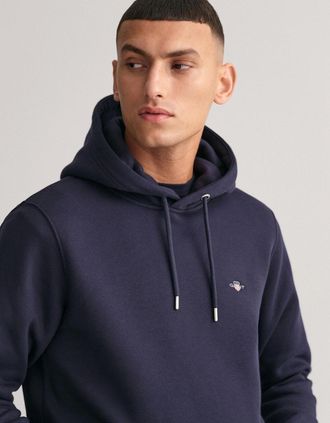 GANT Mens GANT Mens Regular Fit Shield Logo Pullover Hoodie - 433 Evening Blue - Navy - Size: 46