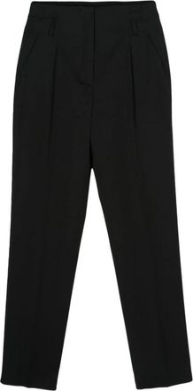 Max Mara Cropped Sartoriale Broek - Dames - Slim Fit Broeken - Zwart - XS - Wol - Broeken