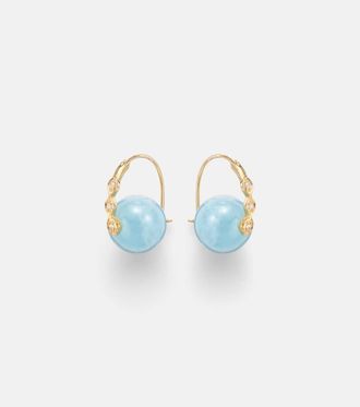 Sydney Evan 14kt gold (585/1000) earrings with diamonds and aquamarines